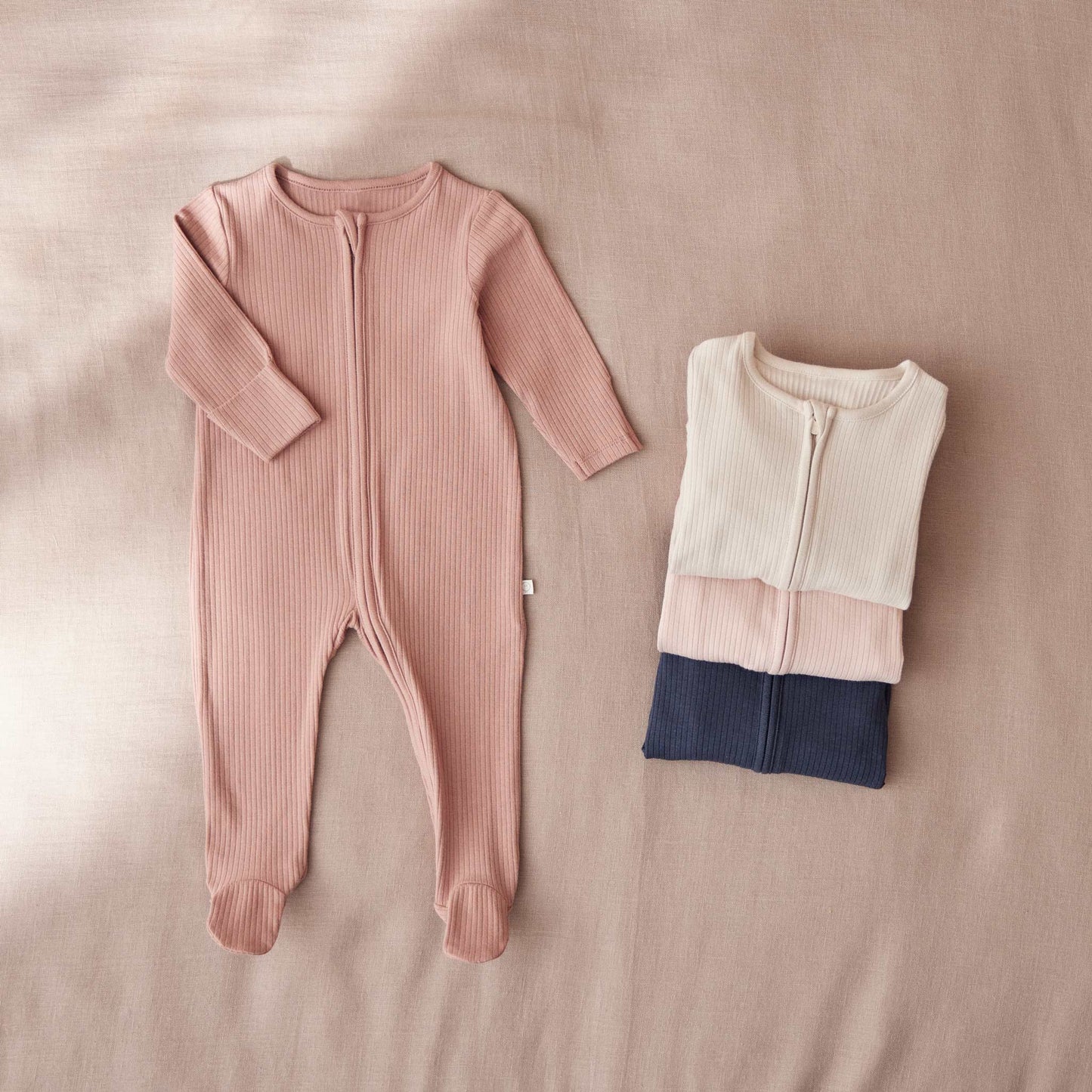 Ribbed Zip-Up Sleepsuit 4 Pack