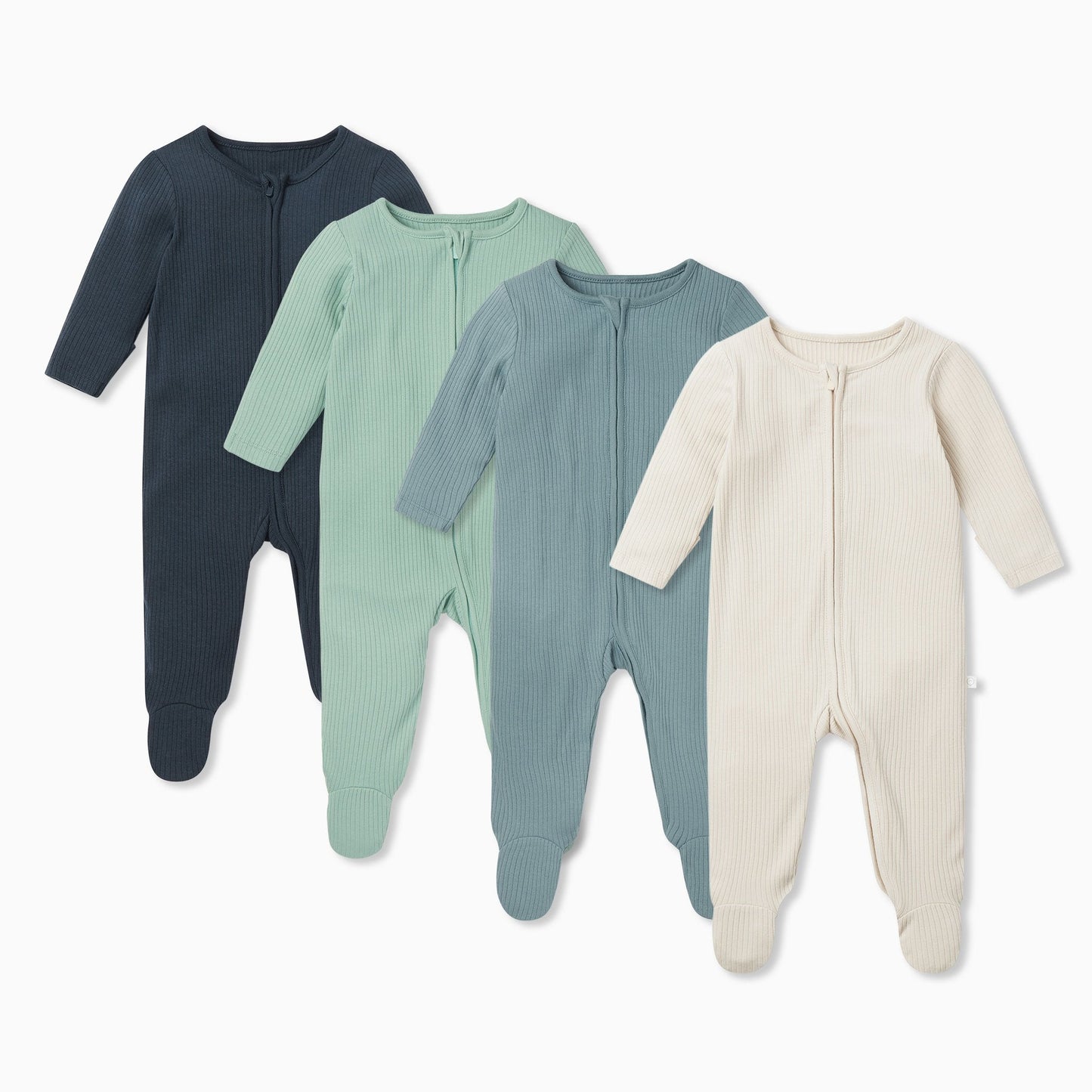 Ribbed Zip-Up Sleepsuit 4 Pack