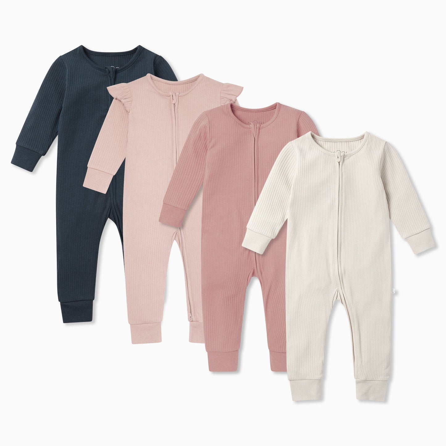 Ribbed Zip-Up Sleepsuit 4 Pack